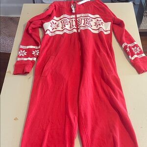 PINK Victoria's Secret Red Hooded Onesie